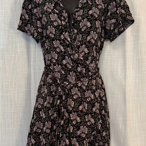 PAIGE Black and Pink Floral Midi Dress